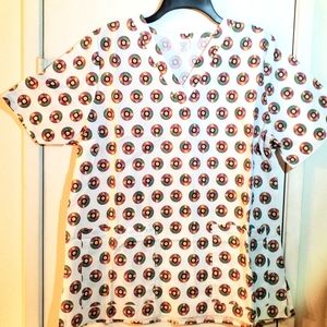 Women's Nursing Medical Scrub Top Med Records CD's